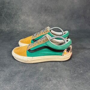 Vans Old Skool Men's Green Yellow Floral Skate Sneakers Shoes